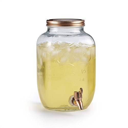 Brilliant - Mason Jar Glass Yorkshire Beverage Dispenser, 1 Gallon (Copper)