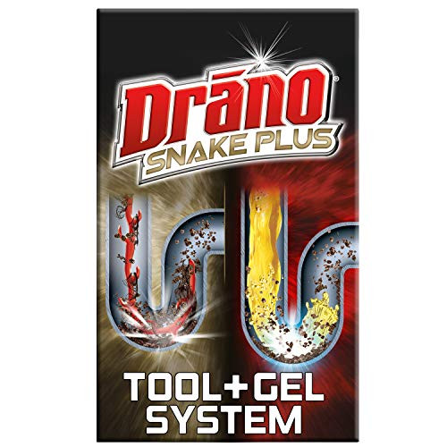 Drano Gel Drain Clog Remover and Cleaner 16oz and Snake Plus Tool 16 inches, Unclogs tough blockages, Commercial Line