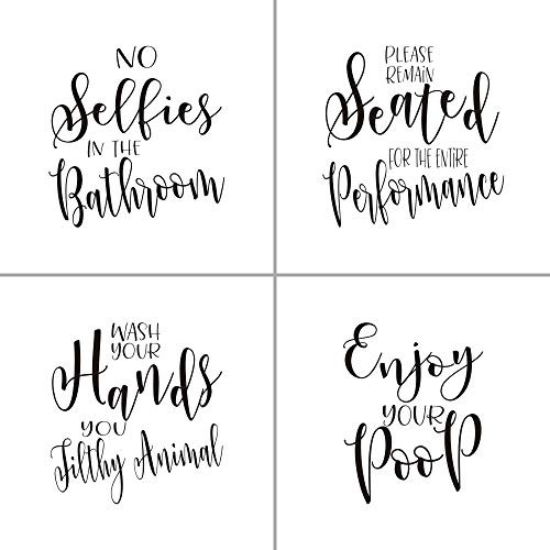 MoharWall Set of 4 Bathroom Quotes Wall Art Decal Saying Stickers Removable Vinyl Decal Decor MoharWall Set of 4 Bathroom Quotes Wall Art Decal Saying Stickers Removable Vinyl Decal Decor