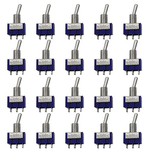 HONJIE 125VAC 6A Amps On/On/ 2 Position Terminal SPDT Latching Mini Toggle Switch 20 Pcs