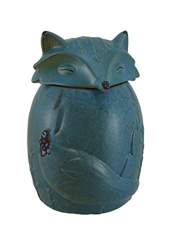 Ceramic Cookie Jars Blue Ceramic Snow Fox Cookie/Treat Jar 5 X 7.5 X 5 Inches Blue
