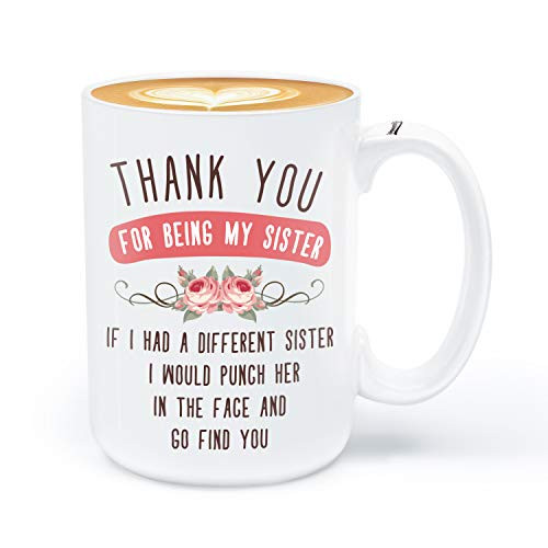Immaculife Funny Coffee Mug Sister Mug from Sister Brother Best Friend Coffee Mug for Women 15 Ounces The Best Present For Sister Ceramic Mug
