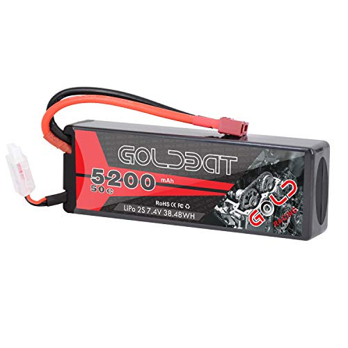 GOLDBAT 2S 7.4V 5200mAh 50C RC LiPo Battery Hard Case Pack with Deans Plug for RC Evader BX Car Losi Traxxas Slash Buggy Team Associated Truck Truggy