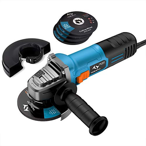Angle Grinder Tilswall 4-1/2-inch Side Disc Power Grinder 7Amp 12000RPM Corded Electric Tool with 3 Cut Off and 2 Grinding Polishing Abrasive Wheels with 2 Protective Cover