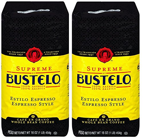 Supreme by Bustelo Whole Bean Espresso Coffee, Two 16-Ounce Bags (2 Pounds)