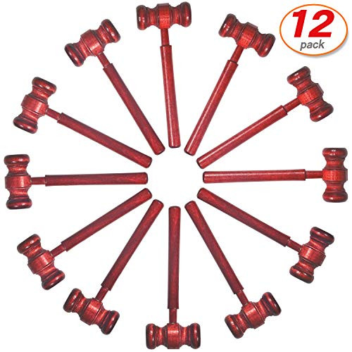 12 Pack Judges Gavel Costume Accessory Justice Costume Accessories Props for Courtroom Perfect for Judge Lawyer Auction (Wooden Gavel Judge Gavel)