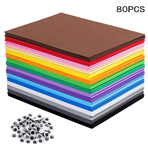 80 PCS EVA Foam Handicraft Sheets, Craft Foam Sheets Assorted Colorful for Craft Projects,Kids DIY Projects Classroom Parties and More?16 Colors - 8.25 x 5.8 inches?