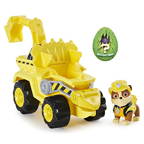 Paw Patrol, Dino Rescue Rubbles Deluxe Rev Up Vehicle with Mystery Dinosaur Figure