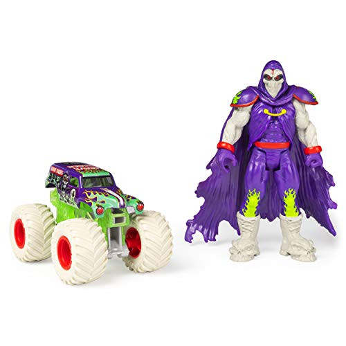 Monster Jam, Official Grave Digger 1:64 Scale Monster Truck and 5-Inch Grim Creatures Action Figure Set, Multicolor