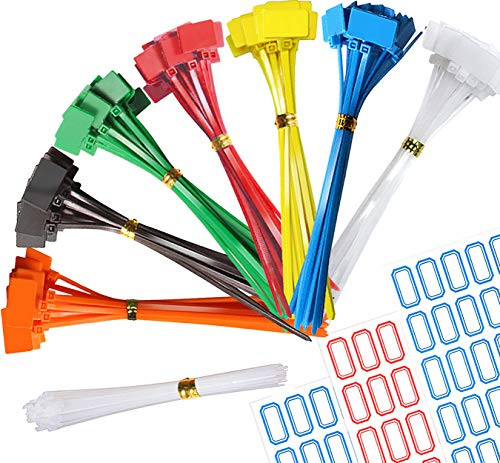 Nylon Marker Cable Ties, 140pcs 6 Inch Self-Locking Cord Tags Marker Label with Write on Cable Tag, Ethernet Wire Zip Ties Power Marking Label