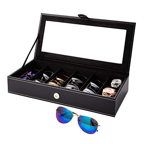 APL Display Sunglasses Organizer for Women Men, 6 Slot Sunglasses Case Organizer, Multi Glasses Case Display Eyeglasses Storage Box, Sunglasses Storage Jewelry Watch Collection Case