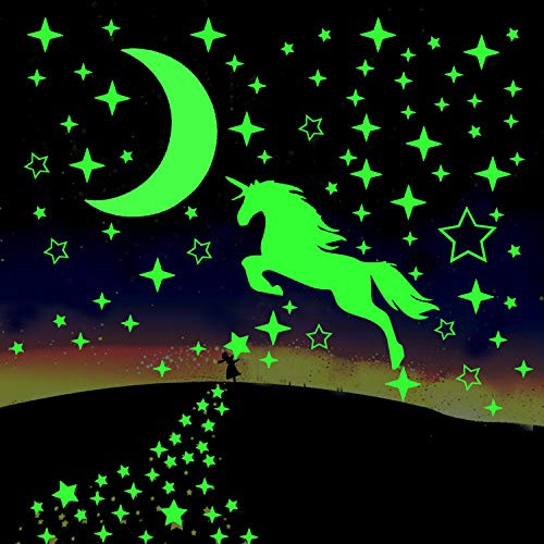 Glowing Unicorn Stars for Ceiling, Glowing in The Dark Stars Stickers for Bedroom, Kids Room, Nursery Room, DIY Ceiling Stars Stickers for Wall Decoration Glowing Unicorn Stars for Ceiling, Glowing in The Dark Stars Stickers for Bedroom, Kids Room, Nursery Room, DIY Ceiling Stars Stickers for Wall Decoration