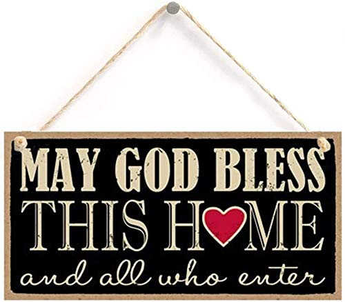 MAIYUAN May God Bless This Home and All who Enter 10x5 Primitive Wood Plaque Sign(UG1260)