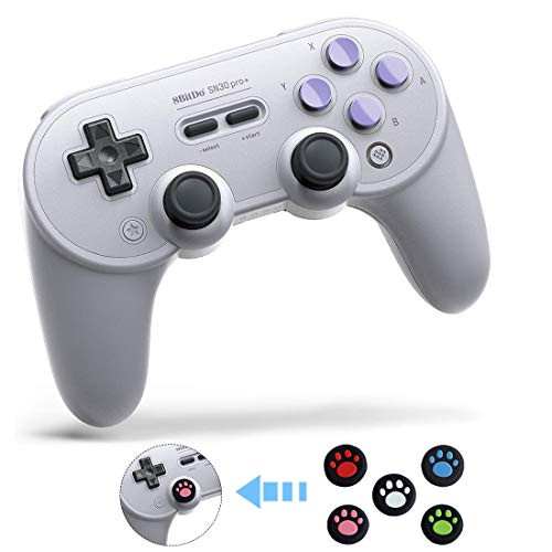 SN30 Pro+ Wireless Controller (SN Edition) with 10 Pieces Thumb Grips Caps Covers for Nintendo Switch Turbo Vibration Gamepads with Windows, Android, MacOS, Steam, Raspberry Pi