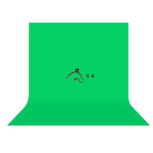 TANIASH 6x9ft Photography Green Backdrop Screen?Chromakey Muslin Background Screen for Photo Video Studio?4 x Backdrop Clip?