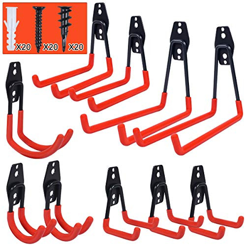 Garage Storage Hooks, 10-Pack Steel Garage Organizer Utility Hooks, Heavy Duty U- Hooks for Organizing Power Tool, Ladder, Bulk Items, Shovel, Ropes