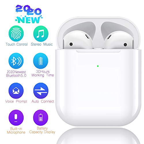 Bluetooth 5.0 Headset Earbuds Headphones Built-in Microphone and Charging Box, 3D high-Definition Stereo Noise Reduction, Suitable for Airpods/Android/iPhone/Samsung