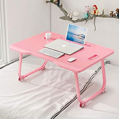 Laptop Desk, Foldable Laptop Bed Table, Bed Table Desk for Laptop, Writing and Eating, in Sofa Couch and Bed (Pink)