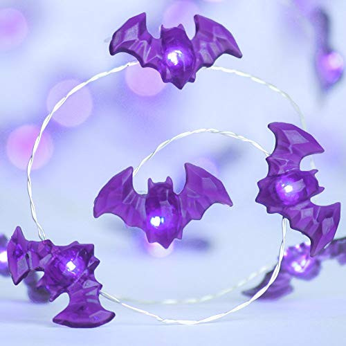 Snaka Halloween Decoration Lights, String Lights, Set of 3 Battery Operated Fairy Lights,10ft String Lights with 20 LED,for Indoor/Outdoor Halloween, Party (Purple bat)