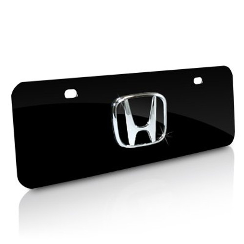 Au-Tomotive Gold, INC. Honda 3D Logo Black Half-size Metal License Plate, Official Licensed