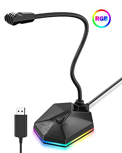 USB Microphone for Computer, Blade Hawks RGB Gaming Microphone, Omnidirectional Condenser Noise-Cancelling, Plug &Play Desktop PC Laptop Mic, for Windows/Mac for YouTube/Skype/Recording