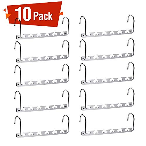 Pretigo Hangers Space Saving 10 Pack Space Saving Clothes Hangers Stainless Steel Magic Hanger Cascading Hanger Space Saving Closet Organizer Hanger Silver