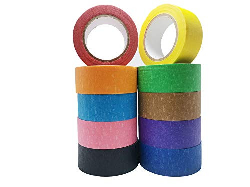 10pcs Colored Masking Tape, Decorative Craft Tape, Colored Painters Tape for DIY Arts & Crafts, Labeling or Coding, 1 Inch x 13 Yards (2.4cm X 12m)