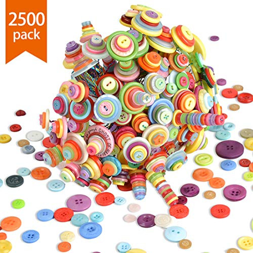 2500 Pcs Assorted Sizes Resin Buttons, Round Craft Buttons for Sewing DIY Crafts, Children's Manual Button Painting