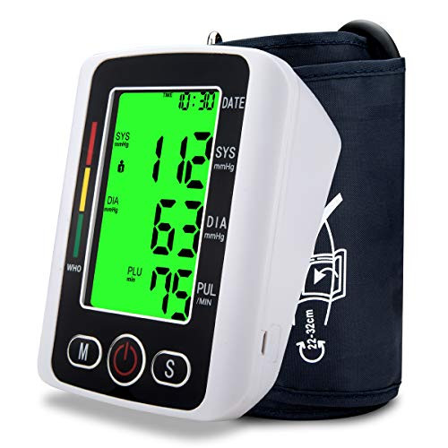 Blood Pressure Monitor,Digital BP Cuff Blood Pressure Cuff Voice Broadcast Automatic Large Backlight Display Upper Arm Blood Pressure Monitor Pulse Rate Monitoring Meter BP Machine,2 * 99 Memory Mode
