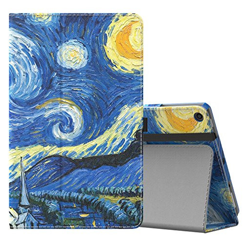 MoKo Case for All-New Amazon Fire HD 10 Tablet (7th Generation and 9th Generation, 2017 and 2019 Release) - Slim Folding Stand Cover with Auto Wake/Sleep for 10.1 Inch Tablet, Starry Night