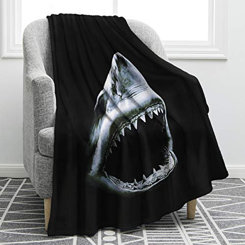 Jekeno Shark Blanket Print Cozy Ligtweight Durable Bed Couch Blanket Black Plush Microfiber 50"x60" Jekeno Shark Blanket Print Cozy Ligtweight Durable Bed Couch Blanket Black Plush Microfiber 50"x60"