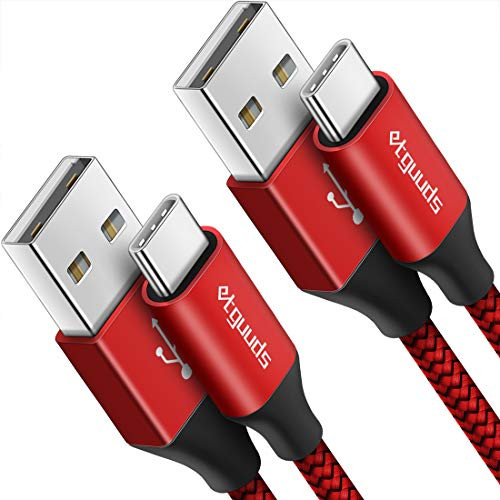 [2-Pack, 3ft] USB C Cable 3A Fast Charging, etguuds USB A to Type C Charger Cord for Samsung Galaxy S20 S10 S9 S8 Plus S10E, Note 10 9 8, A10e A20 A20S A50 A51 A71, Moto G8 G7, LG G8?Nylon Braided