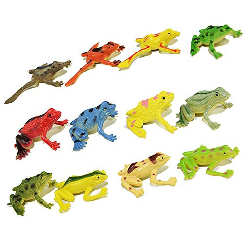 Minelife 24 Pieces Small Colorful Plastic Frogs Toys, Mini Vinyl Frogs Assorted Frogs Poison Dart Frogs for Boys & Girls(12 Styles)