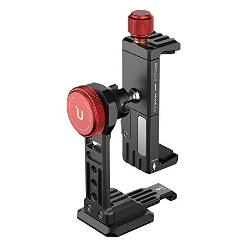 ULANZI ST-14 Phone Tripod Adapter Mount, Aluminum Cell Phone Clamp Attachment,360 Degree Rotation Smartphone Holder Clip, Adjustable Vertical Bracket for iPhone 11 Pro Max/X/XR/XS/Samsung Galaxy