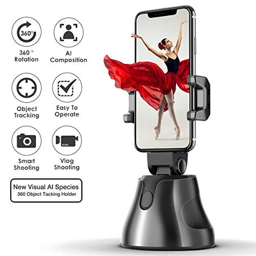 Selfie Stick Stand, 360° Rotation Phone Holder Tripod Mount Smart Following Shooting Gimbal Robot Cameraman Auto Face Tracking Object Tracking, AI-Composition Pivo for iPhone Android Smartphone Camera