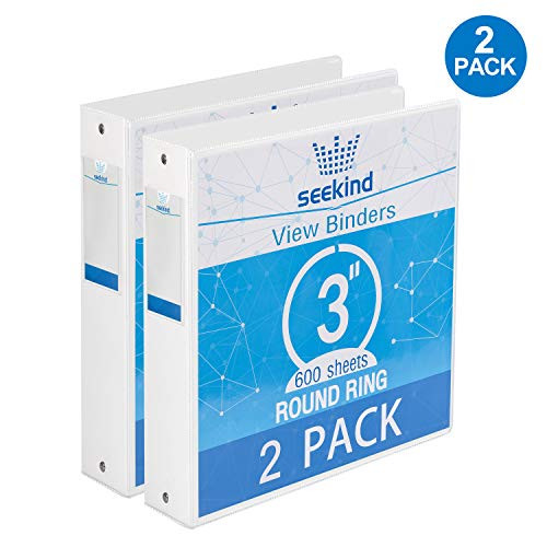 3 Ring Binders 3 Inch, SEEKIND View Binders, Holds Up to 8.5"11" Paper, Customizable Clear Cover, for Home, Office,