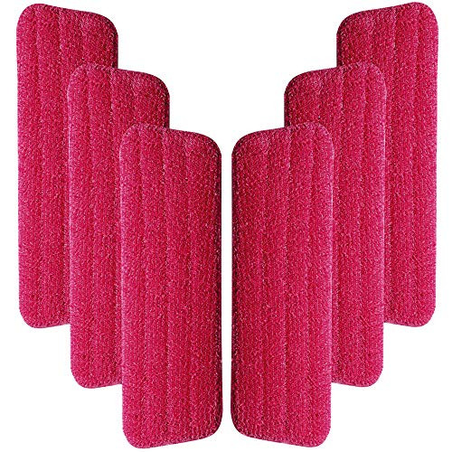 Set of 6 Microfiber Spray Mop Replacement Heads for Wet/Dry Mops Reusable and Washable Replacement Refills Fits for Bona Floor Care System (Red)