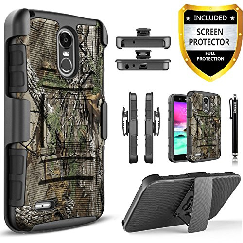 LG Stylo 3 Case, LG Stylo 3 Plus Case,[Combo Holster] And Built-In Kickstand Bundled with [Premium Screen Protector] Hybird Shockproof And Circlemalls Stylus Pen For LG Stylo 3/LG Stylo 3 Plus (Camo)