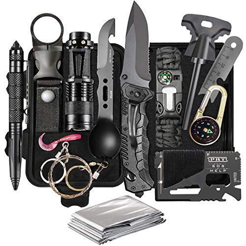ASSABER Survival Kit,13 in 1 Survival Gear and Equipment, for Dad, First Aid Kit with Survival Bracelets Emergency Blanket Tactical Flashlight for Camping Adventures ASSABER Survival Kit,13 in 1 Survival Gear and Equipment, for Dad, First Aid Kit with Survival Bracelets Emergency Blanket Tactical Flashlight for Camping Adventures