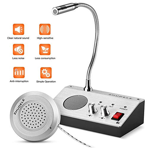 Counter Intercom Interphone,Noise-Free Dual-Way Bank Counter Window Intercom System Intercommunication Microphone Radio Walkie-Talkie Talk for Store Office Window Glass Counter