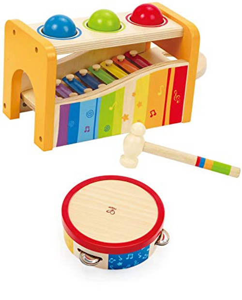 Hape Pound, Tap, & Shake! Music Set - Award Winning Pound & Tap Bench with Slide-Out Xylophone, & Tap-Along Tambourine - Rhythm and Color Learning Toys Hape Pound, Tap, & Shake! Music Set - Award Winning Pound & Tap Bench with Slide-Out Xylophone, & Tap-Along Tambourine - Rhythm and Color Learning Toys
