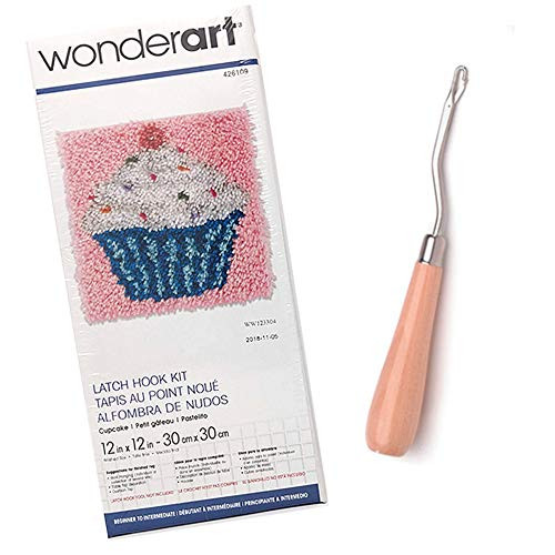 Latch Hook Kit with Latch Hook - Cupcake (12 x1 2 in.). WonderArt and Susan Bates 2-pc. Bundle
