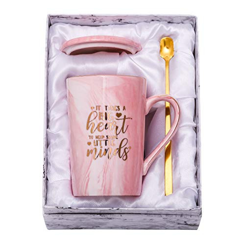 It Takes a Big Heart to Shape Little Minds - Teacher Appreciation Gifts - Best Teacher Gifts for Women - Funny Thank You, End of the Year, Birthday, Christmas Gifts for Teachers - 14oz Coffee Mug