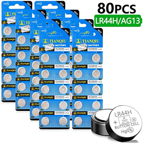 Homesprit (80PCs) Tianqiu LR44 AG13 357 303 SR44 Batteries 1.5V Button Cell Battery Alkaline Battery Mercury Free Battery