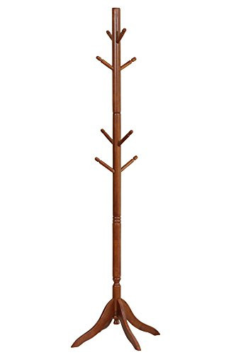 TTP Furnish Solid Wood Coat Rack / Straight Coat Rack, Espresso