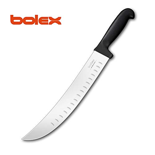 BOLEXINO 10 inch Curved Cimeter Knife Professional Butcher Breaking slicer, Black