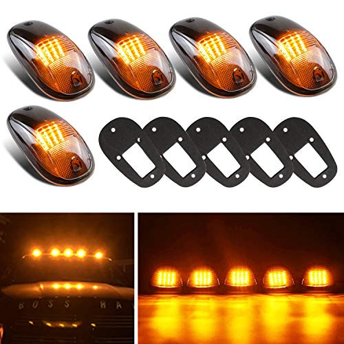 Cab Roof Marker Lights for 2003-2016 Dodge Ram 1500 2500 3500 Top Clearance Light Roof Running Lamp (Smoked Lens with 16 Amber LEDs)
