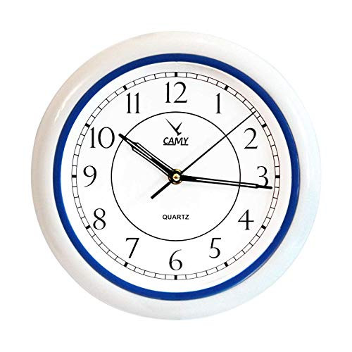 CAMY Wall Clock, 10 Inch Super Silent Non Ticking - Quartz Battery Operated Round Easy to Read Home/Office/School Clock (Blue)