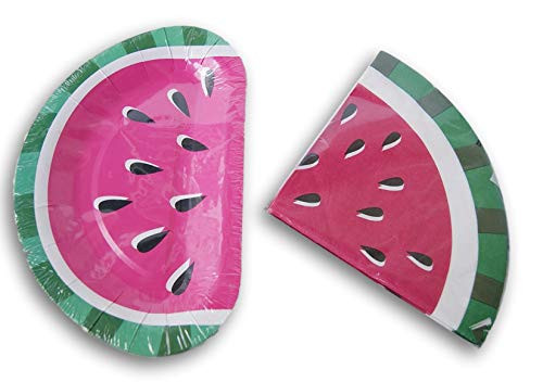 Shaped Summer Watermelon Birthday Party Supply Kit - (12) Plates and (16) Napkins