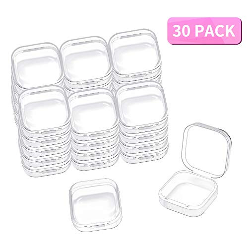 Aybloom Small Plastic Beads Storage Containers - 30 Pack Mini Clear Box Empty Case with Lid for Earplugs, Crafts, Jewelry, Hardware or Small Items Accessories (1.37 x 1.37 x 0.7 inches)